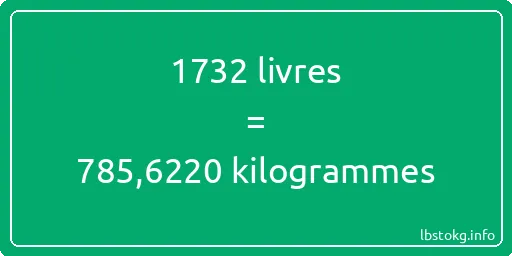 1732 lbs à kg - 1732 livres aux kilogrammes