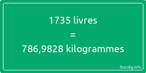 1735 lbs à kg - 1735 livres aux kilogrammes