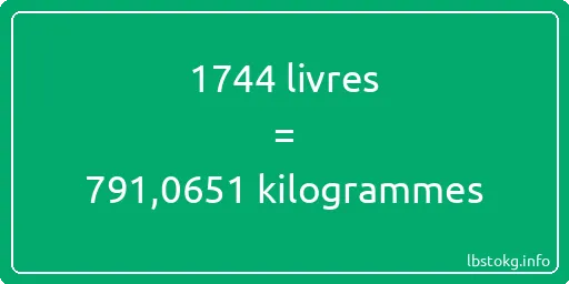 1744 lbs à kg - 1744 livres aux kilogrammes