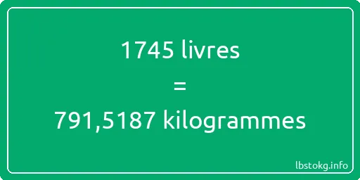 1745 lbs à kg - 1745 livres aux kilogrammes