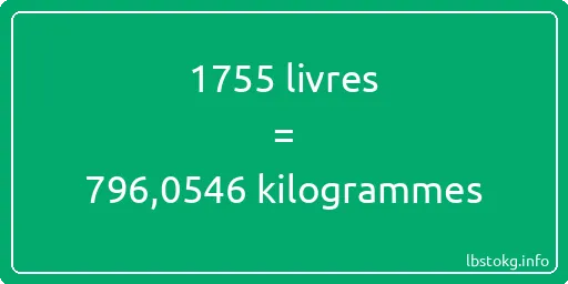 1755 lbs à kg - 1755 livres aux kilogrammes