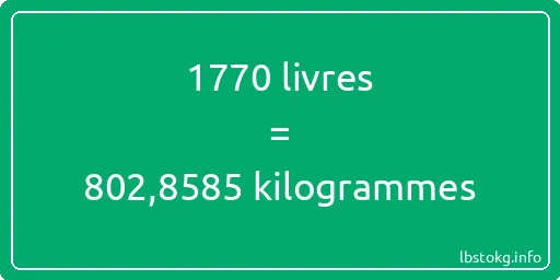 1770 lbs à kg - 1770 livres aux kilogrammes