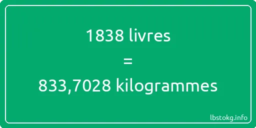 1838 lbs à kg - 1838 livres aux kilogrammes