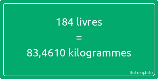 184 lbs à kg - 184 livres aux kilogrammes