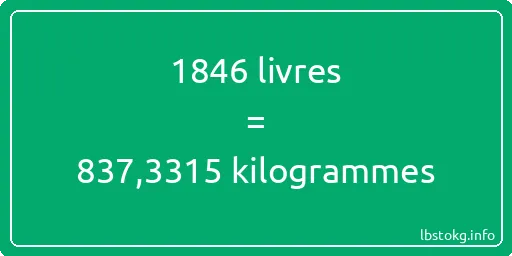 1846 lbs à kg - 1846 livres aux kilogrammes