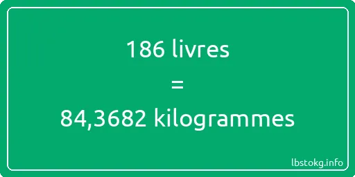 186 lbs à kg - 186 livres aux kilogrammes