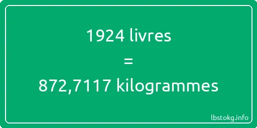 1924 lbs à kg - 1924 livres aux kilogrammes