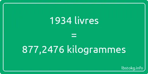 1934 lbs à kg - 1934 livres aux kilogrammes