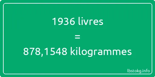 1936 lbs à kg - 1936 livres aux kilogrammes