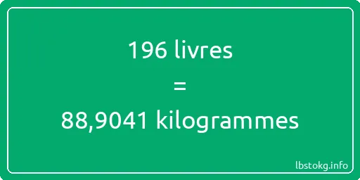 196 lbs à kg - 196 livres aux kilogrammes