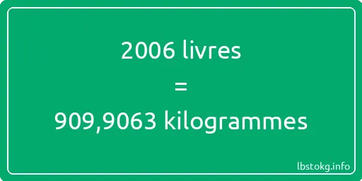 2006 lbs à kg - 2006 livres aux kilogrammes