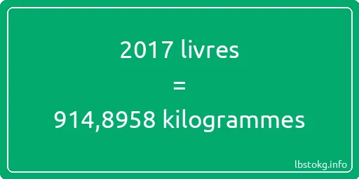 2017 lbs à kg - 2017 livres aux kilogrammes