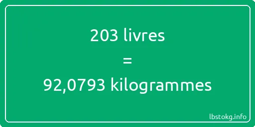 203 lbs à kg - 203 livres aux kilogrammes