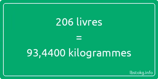 206 lbs à kg - 206 livres aux kilogrammes