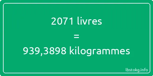 2071 lbs à kg - 2071 livres aux kilogrammes