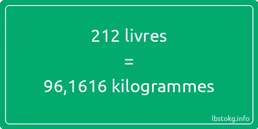 212 lbs à kg - 212 livres aux kilogrammes