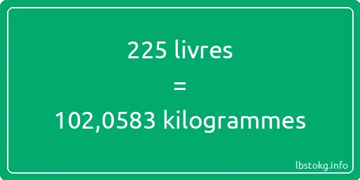 225 lbs à kg - 225 livres aux kilogrammes