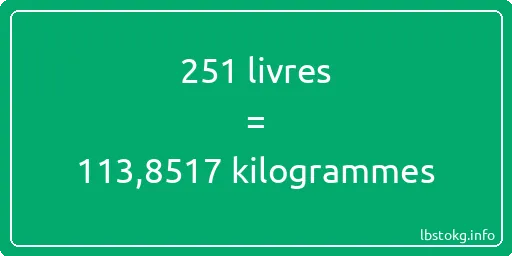 251 lbs à kg - 251 livres aux kilogrammes