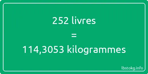 252 lbs à kg - 252 livres aux kilogrammes