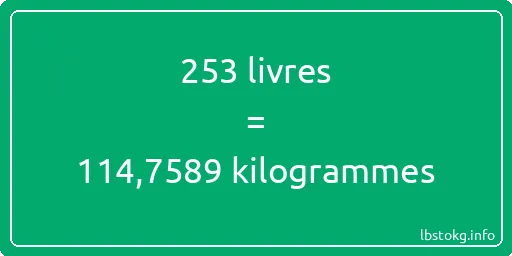 253 lbs à kg - 253 livres aux kilogrammes