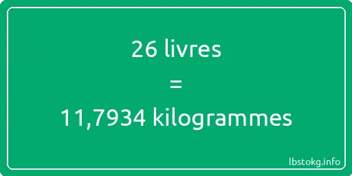 26 lbs à kg - 26 livres aux kilogrammes