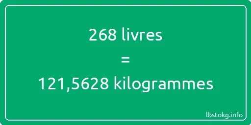 268 lbs à kg - 268 livres aux kilogrammes