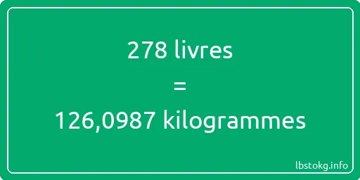 278 lbs à kg - 278 livres aux kilogrammes