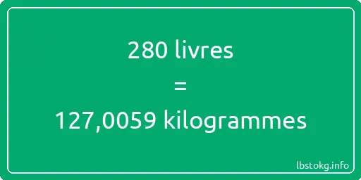 280 lbs à kg - 280 livres aux kilogrammes