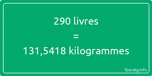 290 lbs à kg - 290 livres aux kilogrammes