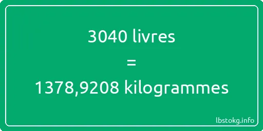 3040 lbs à kg - 3040 livres aux kilogrammes