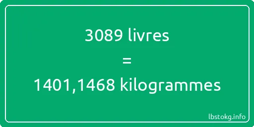 3089 lbs à kg - 3089 livres aux kilogrammes