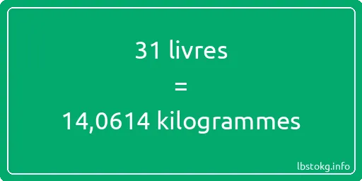 31 lbs à kg - 31 livres aux kilogrammes