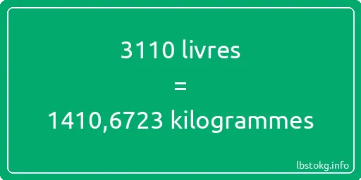 3110 lbs à kg - 3110 livres aux kilogrammes