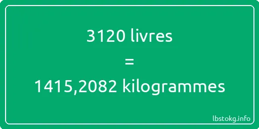 3120 lbs à kg - 3120 livres aux kilogrammes