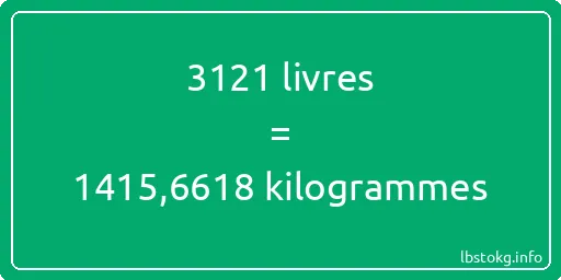 3121 lbs à kg - 3121 livres aux kilogrammes