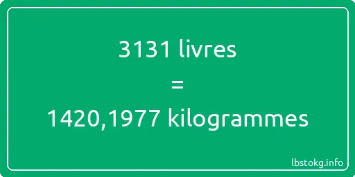 3131 lbs à kg - 3131 livres aux kilogrammes