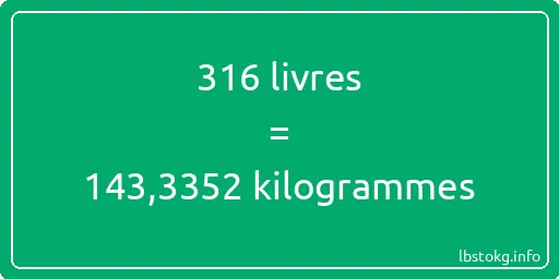 316 lbs à kg - 316 livres aux kilogrammes