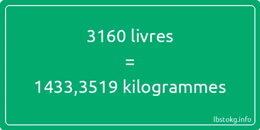 3160 lbs à kg - 3160 livres aux kilogrammes