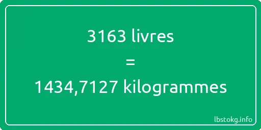 3163 lbs à kg - 3163 livres aux kilogrammes