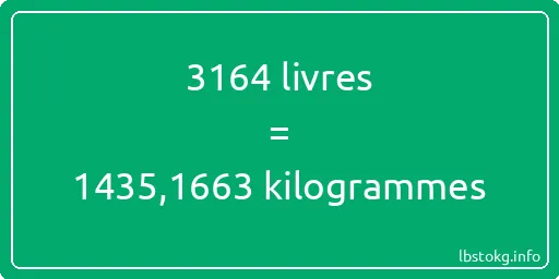 3164 lbs à kg - 3164 livres aux kilogrammes