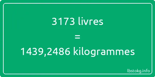 3173 lbs à kg - 3173 livres aux kilogrammes