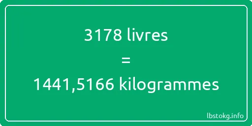 3178 lbs à kg - 3178 livres aux kilogrammes