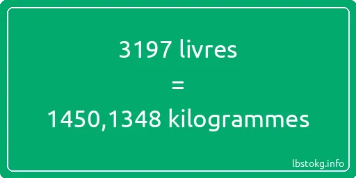 3197 lbs à kg - 3197 livres aux kilogrammes