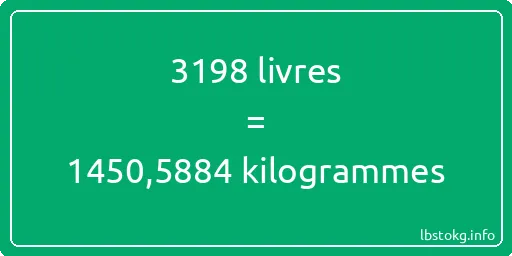 3198 lbs à kg - 3198 livres aux kilogrammes