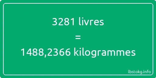 3281 lbs à kg - 3281 livres aux kilogrammes