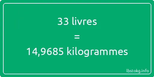 33 lbs à kg - 33 livres aux kilogrammes