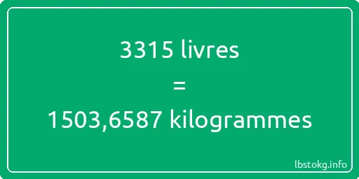 3315 lbs à kg - 3315 livres aux kilogrammes