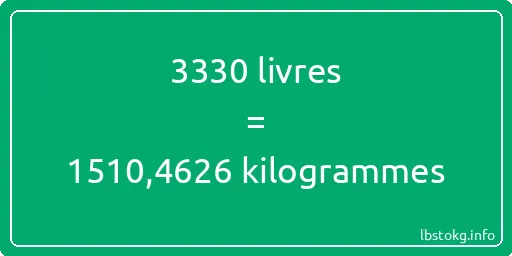 3330 lbs à kg - 3330 livres aux kilogrammes