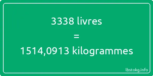 3338 lbs à kg - 3338 livres aux kilogrammes