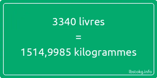 3340 lbs à kg - 3340 livres aux kilogrammes